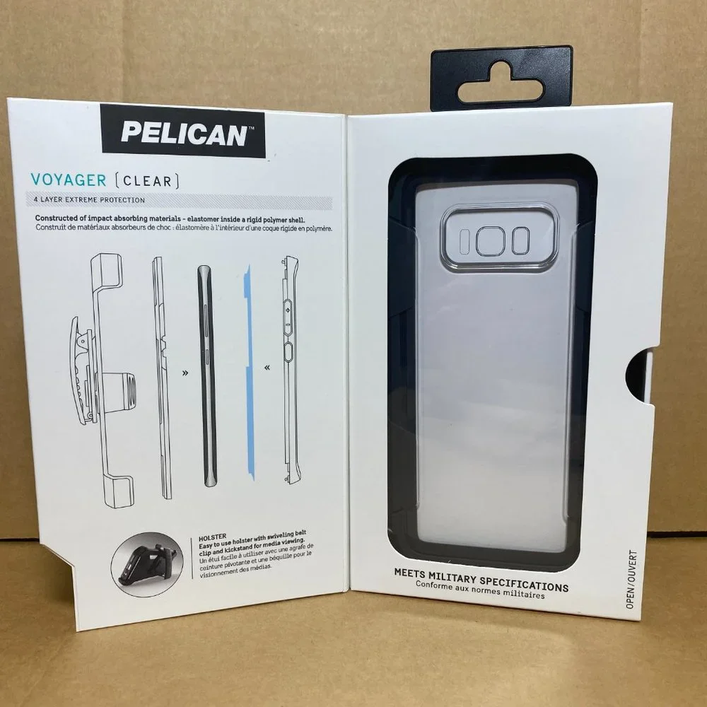 Galaxy S8 Case Pelican Voyager Rugged 4 Layer Military Grade Case Clear Gray‎
